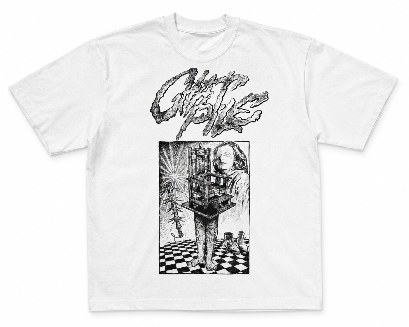 Chat Pile White Electric Chair Tee (Pre-Order)